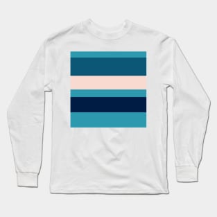 A refined merger of Oxford Blue, Blue Sapphire, Christmas Blue, Italian Sky Blue and Pale Pink stripes. Long Sleeve T-Shirt